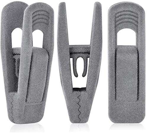 TOFIIGREM Grey Velvet Hangers Clips (80-Pack), Non-Slip Strong Velvet Hangers Clips for Velvet Skirt Hangers, Velvet Pants Hanger Velvet Clips Fit for Thin Velvet Clothes Suit Hangers - color: Gray, size: 80pc