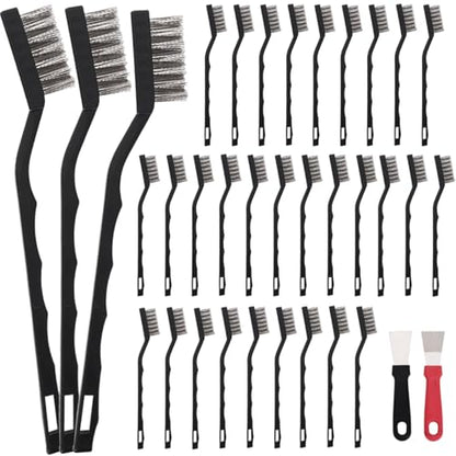 30 PCS Mini Wire Brush Stainless Steel Brush Set，Masonry Brush Wire Bristle - style: Stainless steel