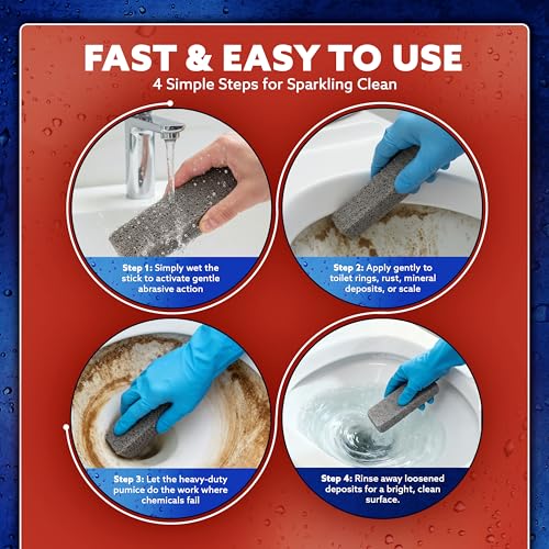 PUMIE Pumice Scouring Stick for Cleaning Toilet Rings Stain & Hard Water Rings, Extra Strong Heavy Duty Pumice Stone for Toilet Cleaning, Rust, Grills, Tough Bathroom, Ovens, Pools & Tubs - Pack of 12 - size: 12 Count (Pack of 1)