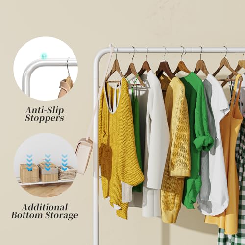 Simple Trending Clothes Clothing Garment Rack, Clothes Organizer, White - color: White, size: 14.75"D x 43.5"W x 54.25"H