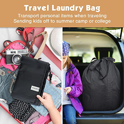 Washable Travel Laundry Bag with Handles and Drawstring, Heavy Duty Large Enough to Hold 3 Loads of Laundry, Fit a Laundry Basket or Clothes Hamper, 27.5x34.5 in,Grey and Black - color: Grey and Black (1 Pack)