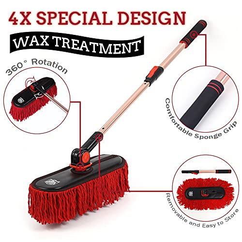 Exterior Car Duster & Brush Kit - Loop End, Red Brush - color: Dark Red