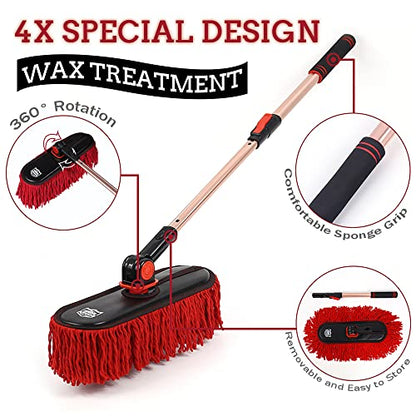 Exterior Car Duster & Brush Kit - Loop End, Red Brush - color: Dark Red