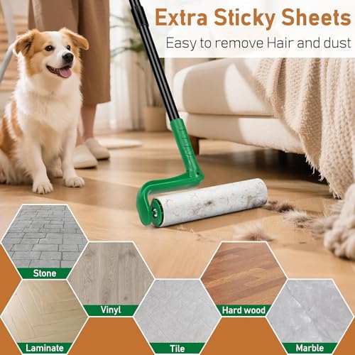 VOUBIEN 10" Large Lint Roller for Pet Hair,Giant Roller for Floor,Carpets - color: Green