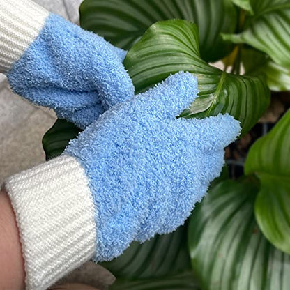 MIG4U Microfiber Dusting Gloves House Cleaning Glove for Blinds, Windows, Baseboard, Shutters, Furniture, and Car, Reusable Lint-Free Blue 2 Pairs S/M - color: Blue 2 Pairs