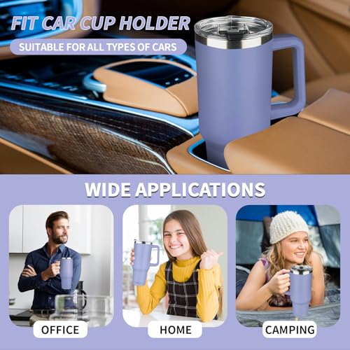 40 oz Tumbler with Handle, Insulated Tumbler with Lid and Straw, Reusable Stainless Steel Vacuum Insulated Cup, 100% Leak Proof Thermal Travel Coffee Mug Cup for Cold and Hot (Light Purple) - color: Light Purple, size: 40 Ounces