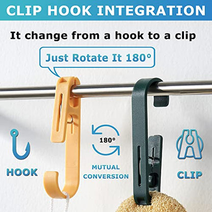Laundry Hooks with Clips Hanger Closet Organizer Clamps Socks Boot Bras Towels for Bathroom Wardrobe Kitchen Office 4Pcs (Yellow) - color: Yellow