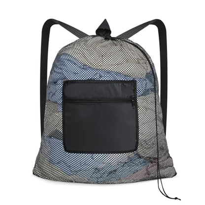 OTraki Laundry Bag Backpack 24x27 Inch Heavy Duty Mesh Laundry Bag Travel Laundry Bags for Dirty with Pocket & Adjustable Shoulder Straps Machine Washable Don't Drying, Melting 140-176℉ - size: 24 x 27 Inch