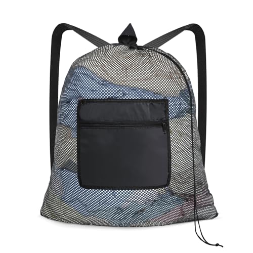 OTraki Laundry Bag Backpack 24x27 Inch Heavy Duty Mesh Laundry Bag Travel Laundry Bags for Dirty with Pocket & Adjustable Shoulder Straps Machine Washable Don't Drying, Melting 140-176℉ - size: 24 x 27 Inch