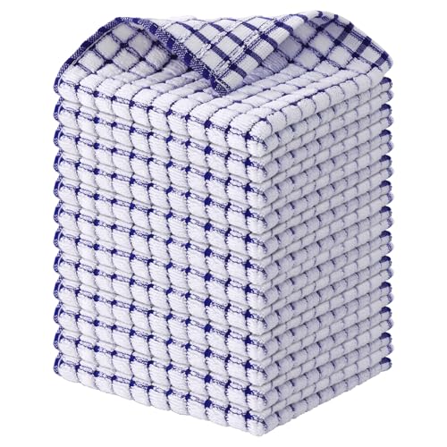Kitinjoy Cotton 12 Pack Terry Kitchen Dish Cloths, Blue - color: Blue, size: 12 X 12 - 12 Pack