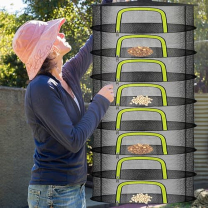 Doacpr 8-Layer Hanging Herb Drying Rack, Foldable Mesh Net with Zipper - size: 8 Layers-23.62''