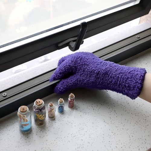 Patelai 2 Pairs Microfiber Gloves for Plants,Dark Purple, Violet,Large - color: Dark Purple, Violet, size: Large