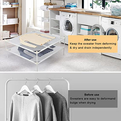 2-Layer Mesh Sweater & Clothes Drying Rack Indoor Outdoor White - size: 2-Layer