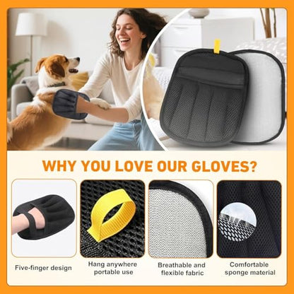 Pet Hair Removal Glove, Reusable Electrostatic Cat Dog Hair Remover Glove - color: 2pcs