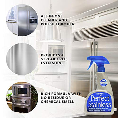 HOPE'S Perfect Stainless, Perfect Granite, and Perfect Sink Cleaner Bundle, Streak Free Polishing Kitchen Cleaners Removes Stains, Restores, and Repels Water, 3 Pack