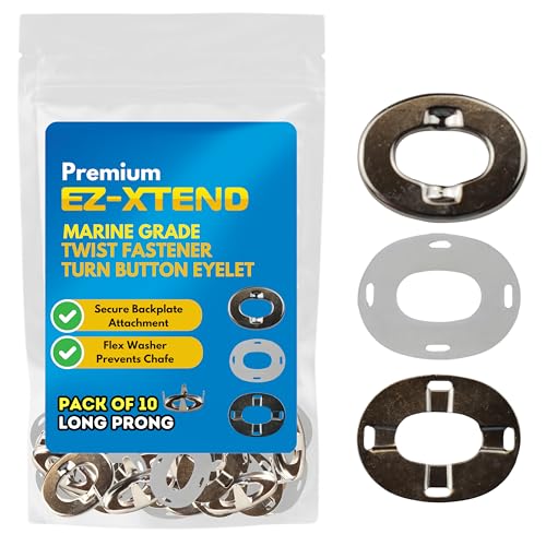 EZ-Xtend Marine Twist Fastener Turn Button Eyelet (Long Prong - 10 PK) - style: Long Prong - 10 PK