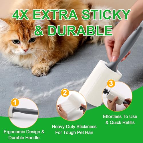 Lint Roller for Pet Hair 500 Sheets Extra Sticky Pet Hair Remover for Clothes Furniture Carpet Cleaner Cars Dogs Travel-Friendly Grip Handle White - size: 2 Rollers 500 Sheets White
