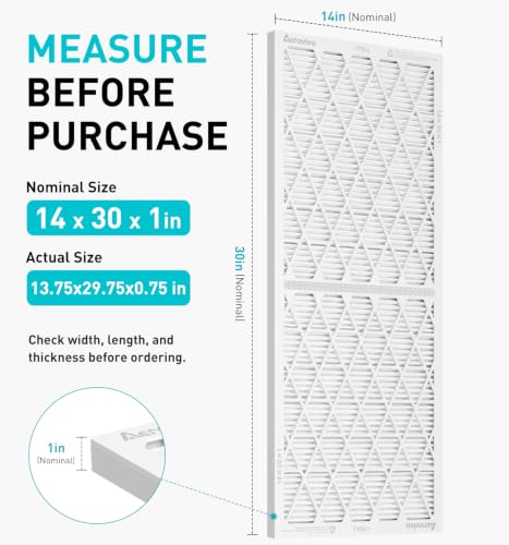 Refillable 14x30x1 Air Filter MERV 8, Reusable Frame & 6 Refills - size: 14" x 30" x 1"