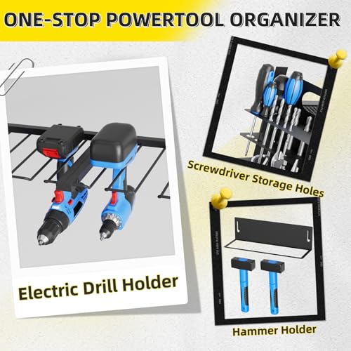 Power Tool Organizer Wall Mount, 16 Inch 4 Drills Holder