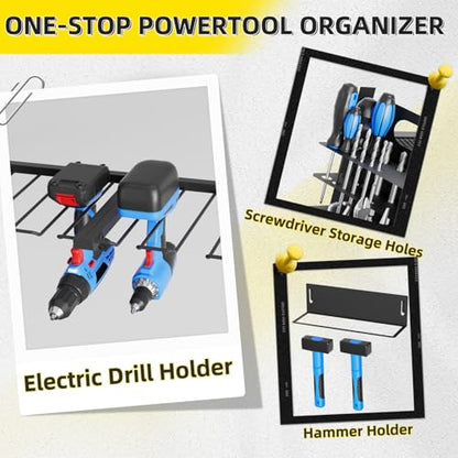 Power Tool Organizer Wall Mount, 16 Inch 4 Drills Holder