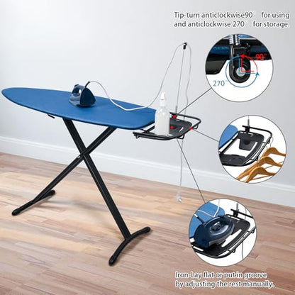 Duwee 18"x48" Deluxe Ironing Board with Retractable Iron Rest - color: Blue
