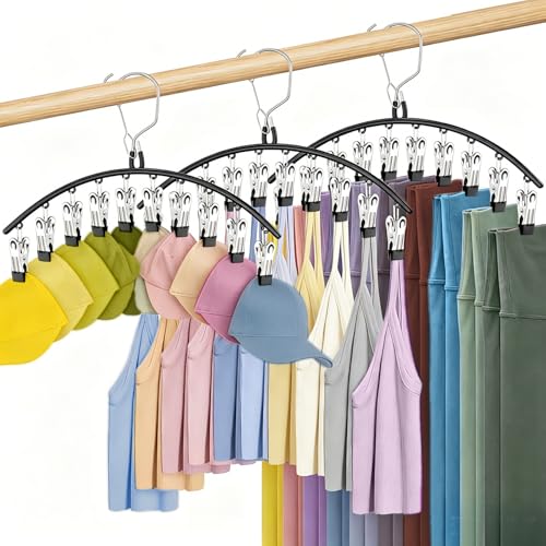 3 Pack Skirt Pants Hangers with Clips, Legging Organizer for Closet, Black - color: Black, size: 3 Pack