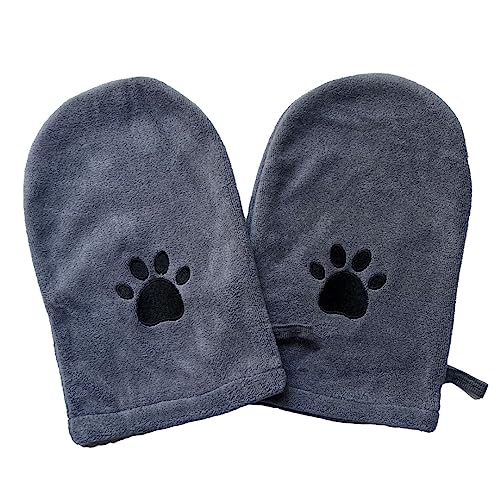 Penny & Niko Microfiber Pet Towel Mitts - Paw Cleaning and Drying Mitts/Gloves for Dogs and Cats (Gray, Large - 2 Pack) - color: Gray, size: Large - 2 pack