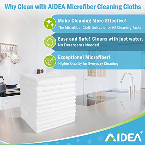 AIDEA White Microfiber Cleaning Cloth, 100PK, Cleaning Rags, 11.5"×11.5" - color: White, size: 11.5in.x11.5in.