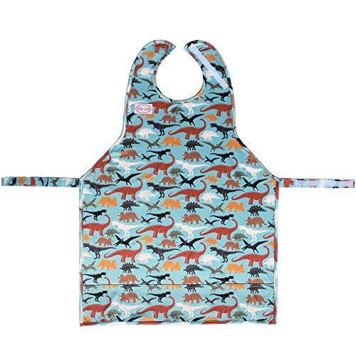 BIB-ON XL, Full-Coverage Bib and Apron Combination for Toddler, Kids Ages 3 and Up. (Dinosaurs) - color: Dinosaurs