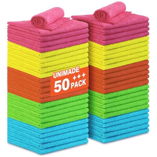UNIMADE Microfiber Cleaning Cloth, 50PK Reusable Microfiber Cleaning Cloth - color: Multicolor, size: 50PK