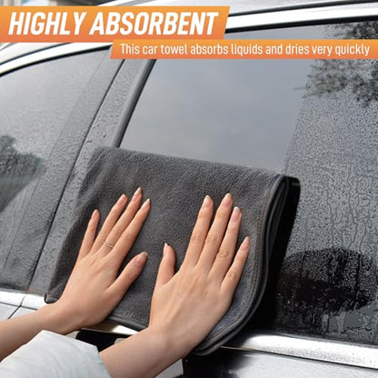 SINLAND Microfiber Car Drying Towels Detailing 16 x 24inch 6 Pack Grey