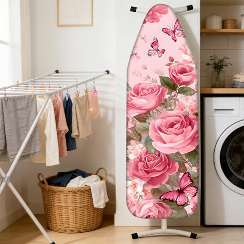 Nuxovilar Rose Butterfly Cotton Ironing Board Cover 15x54 Fabric - color: Ycl01168