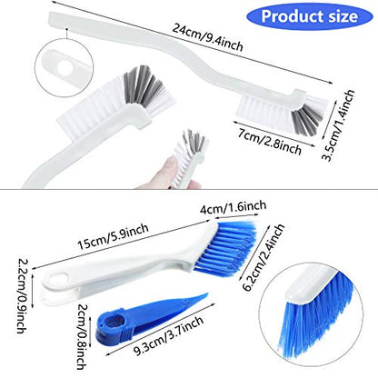 Patelai 4 Pcs Cleaning Brush Sets Small Scrub Household Use, White, Blue