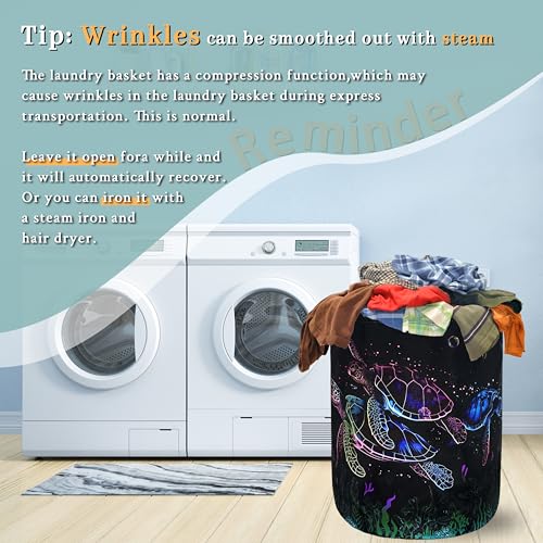 Watercolor Sea Turtle Laundry Basket Oxford Cloth Hamper 18.9x16.5 Inch - color: Watercolor Sea Turtles Print