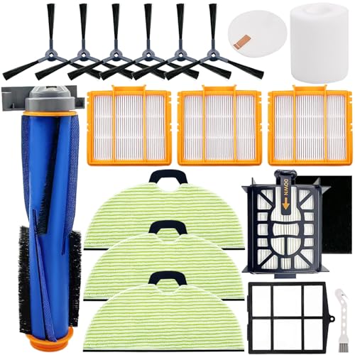 Replacement Parts for Shark AV2610WA RV2610WA Matrix Plus 2- in-1 Robot Vacuum Cleaner,1 Main Brush,3 Filters,3 Mop Pads,6 Side Brushes,1 Pre Filter,1 Filter&1 Pre-Motor Foam&Felt Filter - color: AV2610WA Complete Parts Kit