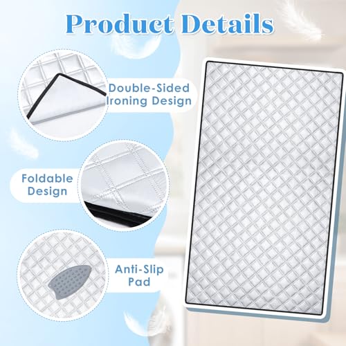 Tigeen Extra Large Ironing Mat 54" x 32", Foldable Ironing Blanket for Countertop Tabletop Washer & Dryer, Thick Double-Sided Ironings Pad with Silicone Iron Rest, Portable Ironings Board Alternative