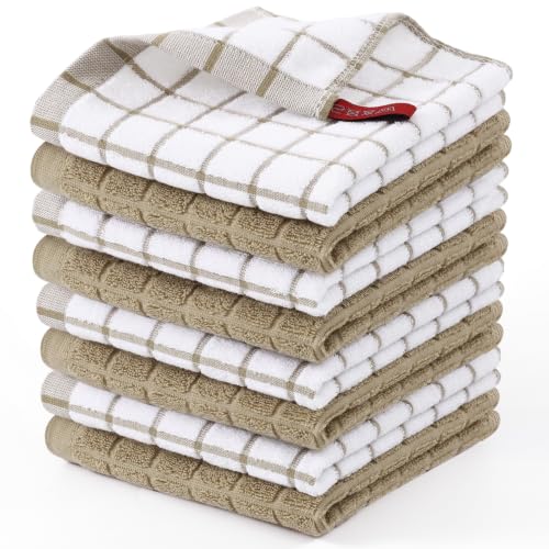 Homaxy Premium Cotton Kitchen Dish Cloths 12"x 12", 8 Pack, Tan - color: Tan, size: 12" X 12" - 8 Pack