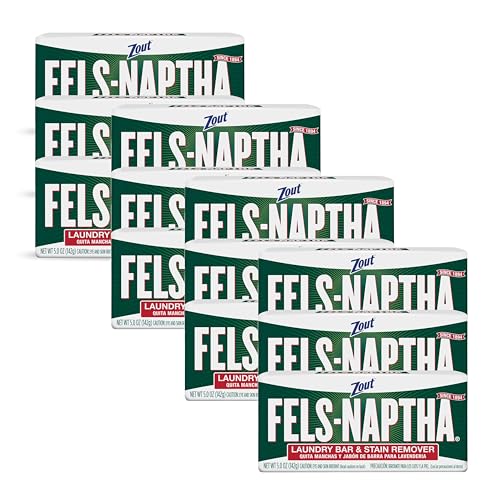 Fels Naptha Laundry Soap & Stain Remover Bar, Pack of 12 - size: 5 Ounce (Pack of 12)