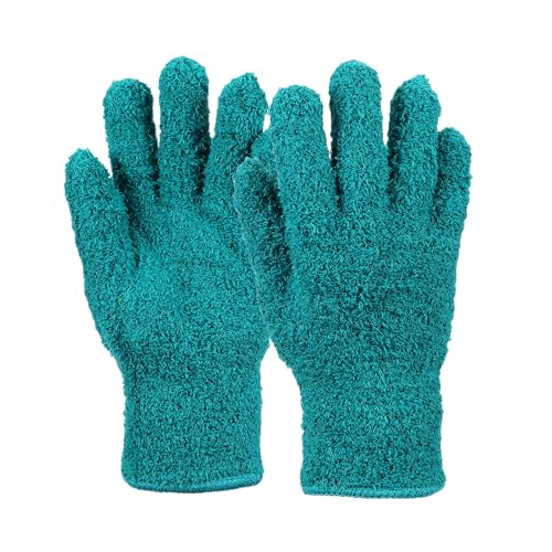 uxcell Microfiber Gloves, Reusable Washable Plant Dusting Gloves Cleaning Mittens for Auto Plants Household - color: Malachite Green