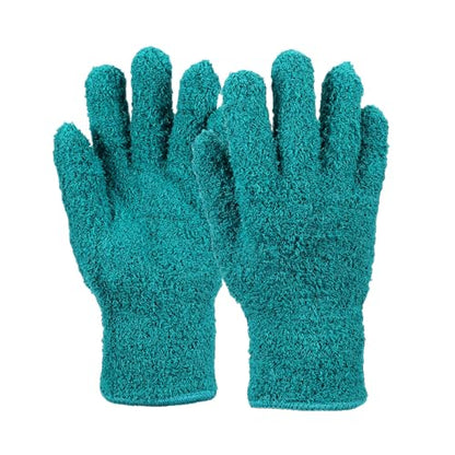 uxcell Microfiber Gloves, Reusable Washable Plant Dusting Gloves Cleaning Mittens for Auto Plants Household - color: Malachite Green