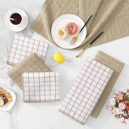 Homaxy Large Premium Cotton Kitchen Towels 16"x 28", 6 Pack, Tan - color: Tan, size: 16" X 28" - 6 Pack