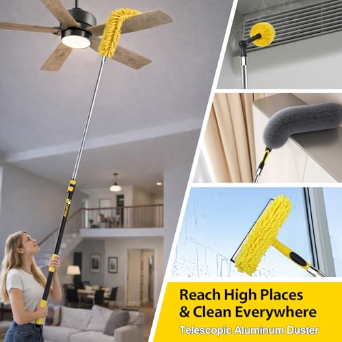 20 Foot High Ceiling Duster Kits with 5-12ft Heavy Duty Extension Pole - size: 12 feet