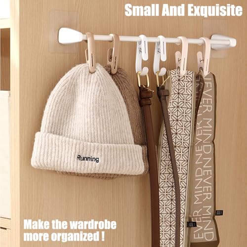 10Pcs Laundry Hooks with Clips Hanger Closet Organizer Clamps Hanging Socks Boot Bras Towels Shower Pegs for Bathroom Wardrobe Kitchen Office Holders Clothes Pins Heavy Duty Outdoor, Brown - color: Light Brown