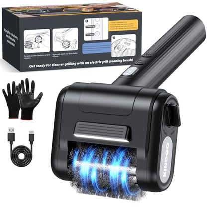 Electric Grill Brush Bristle for Outdoor, Grill Cleaning Brush Rechargeable BBQ Cleaner Brush Head,Safe Grill Brush with Scraper for Cast Iron Stainless-Steel Grates,Black