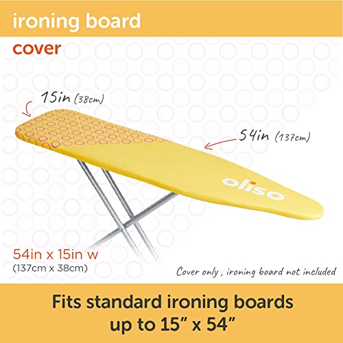 oliso Ironing Board Cover and Pad - 100% Cotton - Standard 15 x 54 - color: Yellow/Orchid
