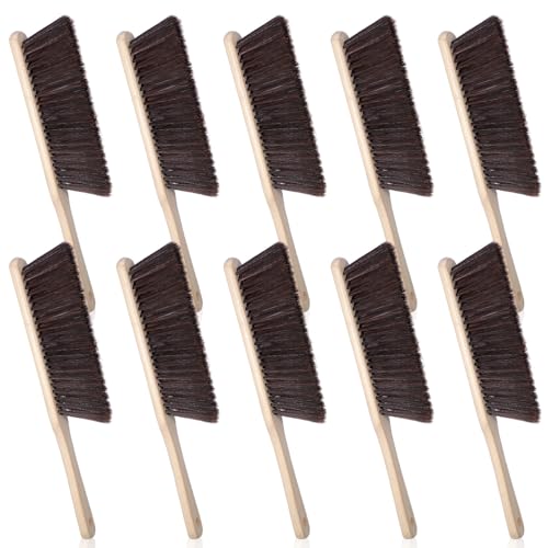 10-Piece Wooden Dust Brush Set with Long Handle, Soft Bristle Hand Broom