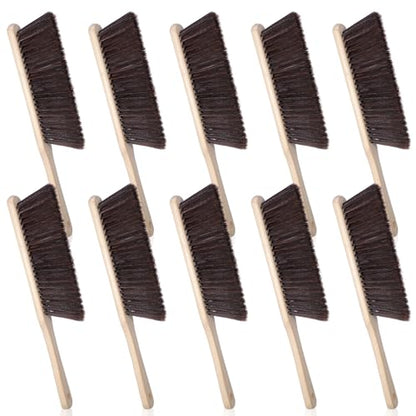 10-Piece Wooden Dust Brush Set with Long Handle, Soft Bristle Hand Broom
