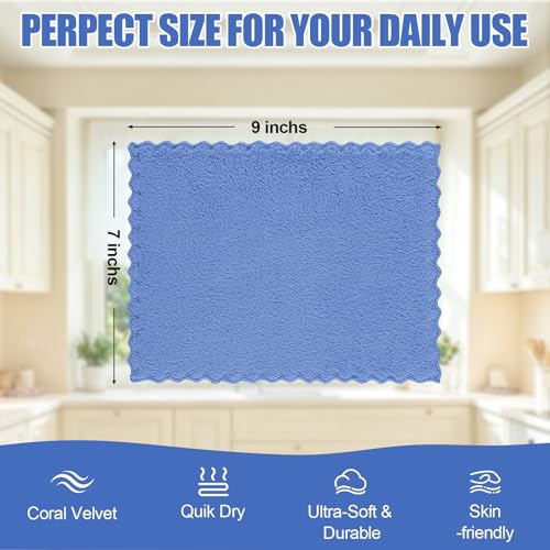 Kitinjoy 24 Pack Kitchen Cloths Dish Towels (7" x 9", Sky Blue) - color: Sky Blue, size: 7 X 9 inch- 24 Pack