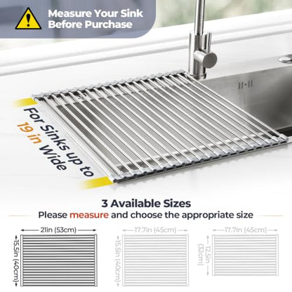 Tomorotec Roll Up Dish Drying Rack Over Sink, 304 Steel, 21x15.5, Marble - color: Marble, size: 21 x 15.5 in