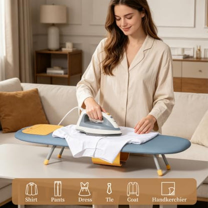 Tabletop Ironing Board with Iron Holder and Silicone Iron Rest Pad, Small Portable Ironing Board for Small Spaces - color: Blue
